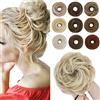 SEGO Chignon Finto per Capelli Elastico Sintetica Ondulato Extension Coda-Vino Facile Ricci Scrunchie 55 G Biondo medio & Biondo