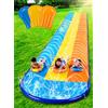 Sloosh 18 Piedi x 80 Pollici / 548x203 cm Scivolo Triplo con 3 Bodyboard, Scivolo d'Acqua per Prato con irrigatore per Bambini e Adulti, Giocattolo per divertirsi in Estate all'aperto