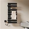 EMKE Scaldasalviette Elettrico Bagno, 850x400mm, 230W,Nero, Lato Sinistro, Scalda Asciugamani, Schermo Tattile, Termoarredo Elettrico Bagno con Controllo Wi-Fi, Funzione Timer