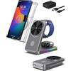 NeotrixQI Caricatore Wireless per Samsung Mag-safe Charger, Stazione di Ricarica Magnetica per Samsung Galaxy S25 Ultra S24, Caricatore Pieghevole per Samsung Galaxy Watch Ultra 8 7 6 Buds Pro (Grigio)