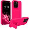 kwmobile 1x Custodia Compatibile con iPhone 15 Pro - Cover Supporto Dita - Back Case per Smartphone - Protezione Gommata rosa shocking