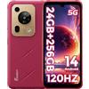 FOSSiBOT F112 Pro 5G Rugged Phone Smartphone all'aperto 6.88HD+ 120Hz Android 14 OS 24GB+256GB+1TB 7150mAh+18W 50MP+16MP Doppia slot SIM, Face ID, OTG, GPS, NFC,IP68/69K,PINK