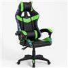 BAKAJI Sedia Poltrona Gaming Scrivana Ufficio Casa in Ecopelle Schienale Reclinabile Cuscino Lombare Poggiatesta Rotazione 360 Gradi Direzionale Altezza Regolabile Base 5 Ruote (Verde con Led)