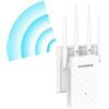 WONLINK Ripetitore WiFi Potente per Casa, AC1200 WiFi Extender 5GHz & 2,4GHz Dual Band 1200Mbps Amplificatore Wi-Fi Supporta Modalità Ripetitore/Router/AP, con Porta Ethernet, 4 Antenne, WPS(Bianco)