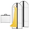 AMFUN 2 Pezzi Borsa Porta Abiti Con Cerniera, Porta Abiti Lungo, Borsa Dell'abbigliamento da Sposa, Sacca Porta Abiti per Abiti Lunghi da Viaggio per Guardaroba e Viaggio, 180×60 cm (Bianco)