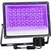 CREATESTAR LED Luce Nera 100W, Faro UV LED IP66 Impermeabile Faretto UV, Lampada per Poster Fluorescente, Halloween, Festa Glow, Discoteca, Acquario, Bar