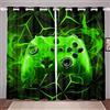 Loussiesd - Tenda per finestra, a tema gaming/videogiochi, motivo: controller/console, colore: verde, tenda per bambini, ragazzi e ragazze, moderna, 167,6 x 228,6 cm (larghezza x lunghezza)