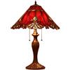 Bieye L30024US Lampada da tavolo in vetro colorato in stile Tiffany barocco con paralume fatto a mano largo 17 pollici per comodino, camera da letto, soggiorno, altezza 26 pollici (rosso)