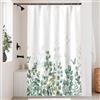 Uiiooazy Tenda Doccia Antimuffa, Tenda da Doccia 120x180cm Foglie Verde Eucalipto Fiori Rosa Farfalla Tende da Bagno Tessuto Lavabile Impermeabile Poliestere Tende per Vasca da Bagno con 8 Anelli