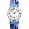 Lancardo Orologio con cinturino elastico intrecciato: analogico al quarzo, blu, bianco, arabo, quadrante grande, casual, per uomo e donna, facile da leggere, blu bianco L, L