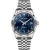 Boyarca Orologi meccanici di lusso in acciaio con numeri arabi, movimento automatico, numeri in urdu, orologio meccanico da polso da uomo da 38 mm con data impermeabile luminosa (blu)