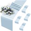 MILVOWOC Confezione da 5 runner da tavola in raso azzurro, 30 x 274 cm, in raso di seta brillante, tessuto liscio, decorativo, per matrimoni, banchetti, feste, compleanni, lauree