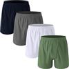 Nuofengkudu Larghi Boxer Uomo Cotone Elasticizzato Traspiranti Leggeri Unisex Pantaloni Corti Pigiama Comodi Pantaloncini Mens Underwear Mutande Briefs Intimo Pacco da 4 Nero L