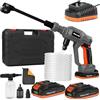 Fexrror Idropulitrice a Batteria, Idropulitrice Portatile con 2 Batterie da 2000mAh, Ugello 6 in 1, per Auto, Patii, Finestre, Giardino, Prati, Animali Domestici