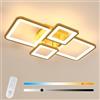 Comely Plafoniera LED Soffitto Moderna, 54W Lampada da Soffitto Dimmerabile, Funzione di Memoria, 4 Quadrato Oro Lampadario LED Soffitto per Soggiorno, Camera da Letto, Cucina