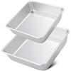 Auddemg Set 2 Teglia da Forno Quadrata per Friggitrice ad Aria e Forno, per crostate, brownies e altro ancora, 16,5 e 21,5 cm, Argento