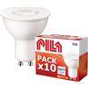 PILA Pack da 10 lampadine LED GU10, 4,7 W (= 50 W), luce bianca neutra (4000 K), 460 lumen, 36º (luce d'accento), non dimmerabile, CRI80, durata 15.000 ore