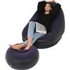 Leapiture Sedia gonfiabile Sedia gonfiabile Air Chaise Lounge Lounge gonfiabile con pouf per giochi da campeggio Pausa pranzo Festa in giardino Goditi il sole (Blu)