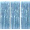 Jisrcha Tende Metalliche Feste, 3 Pezzi 1 * 3M Tenda Compleanno di Scintillio, Tenda Frange per La Festa di Natale della Festa di Compleanno Matrimonio Cerimonia di Laurea Decorazion (Blu Pallido)