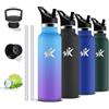 Grsta Borraccia 750 ml, Borraccia Termica Senza BPA, Borracia con Cannuccia, Senza Perdite, Bottiglia Termica, Isolato Sottovuoto, Borracce Termiche per Campeggio, Viaggio, Corsa, Fitness, Palestra