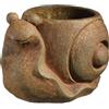 GROWSCAPE Classic Home and Garden Cement Buddies Fioriera per interni ed esterni, con foro di drenaggio, modello lumaca sorridente, grande, marrone ruggine, 20,3 cm