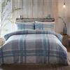 UW Home Appletree - Set copripiumino in flanella di cotone, per letto super king size (260 x 220 cm), 100% cotone spazzolato, super morbido, motivo tartan bianco e blu, set di biancheria da letto a quadri