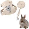 NJCXOLA Guinzaglio Per Coniglio Nano, Accessori Conigli, Imbracature, Stoviglie Con Guinzaglio, Pettorina Regolabile, per Piccoli Animali(Beige, S)