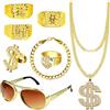 NebulaGlam 8 Pezzi Kit di Costumi Hip Hop Set, Accessori Rapper Anni '80 '90, Set Accessori Rapper Costume Hip Hop, Carnevale Festa a Tema Gangster Abbigliamento, Per Cosplay, Halloween, Carnevale