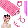 Coztie Bigodini per capelli senza calore, papilotte flessibili, bigodini per capelli durante la notte per ragazze in schiuma per capelli lunghi e corti (rosa)