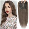 Lasunork RealHair - Topper per capelli diradati da donna, capelli umani, legati a mano, castano ramato medio, 30,5 cm