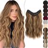 SEGO Extension Capelli Clip 1PCS Estensioni Clip in Hair a FORMA DI U Ricci Ondulati Sintetici Posticci Mossi Donna 45cm Dorato con riflessi biondo medio