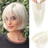Flufymooz - Frangia in veri capelli umani per donne, 26 cm con clip per frangia, 100% capelli umani per parrucchino per capelli sottili, copertura con base in seta a 150% di densità - Bianco Argentato