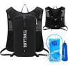 Lnopever 8l Zaino Trail Running Per Uomo E Donna,2 Borraccia Pieghevole Da 500ml,Zaino Idratazione Running,Zainetto Per Mtb Trail Ciclismo Bici Trekking Maratona (Nero-01)