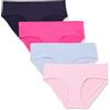 Amazon Essentials Intimo Hipster Elasticizzato Senza Cuciture Donna, Pacco da 4, Blu/Rosa, 50