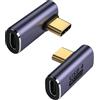 GELRHONR 90 Gradi Usb c Maschio a Femmina Adattatore, 40gbps Usb Tipo C Adattatore, Rettangolo Tipo C Extender Convertitore, Supporto 100w, 8K@60Hz Video per Thunderbolt 4/3, Usb4-2pack