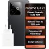 realme GT 7T Smartphone, 5G Dual SIM, 12 GB di RAM, 256 GB di ROM, display AMOLED da 6,8, chipset Dimensity 8400-MAX, batteria Titan da 7000 mAh, fotocamera AI Travel Snap, Nero (Adattatore incluso)