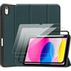 Ysjisy Cover Per iPad (A16) 11 Generazione 11 Pollici 2025/iPad 10 Generazione 10,9 2022, TPU Flessibile con Portapenna, Auto Svegliati/Sonno con Uno 2 Pezzi Temperato Pellicola Protettiva - Verd