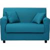Liberoshopping Divano sfoderabile 2 posti in tessuto imbottito con braccioli larghezza 124 cm (Turchese)