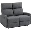 HOMCOM Divano 2 Posti, Poltrona Relax Reclinabile Manuale 145° con Poggiapiedi, Poltroncina Reclinabile Imbottita Ergonomica in Ciniglia per Camera da Letto, Ufficio, Salotto e Soggiorno, Grigio