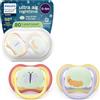 AVENT Philips Avent Ultra Air Nighttime Ciuccio - Design ortodontico, per neonati 0-6 mesi, fluorescente, tettarella simmetrica in morbido silicone, senza BPA, confezione da 2, SCF376/25