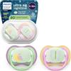 AVENT Philips Avent Ultra Air Nighttime Ciuccio - Design ortodontico, per neonati 6-18 mesi, fluorescente, tettarella simmetrica in morbido silicone, senza BPA, confezione da 2, SCF376/29