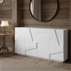 Dmora Credenza Noel 44.2x162.4x86h cm Bianco Lucido 2 Ripiani 4 Ante, Madia Apertura Battente Made in Italy