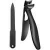 ZYEKIU Set di 2 Tagliaunghie/Lima per Unghie Tronchesino Unghie Nail Clippers Acciaio Inossidabile Affilato e Resistente Tagliaunghie Professionale a Testa Angolata per Anziani Unghie Spesse