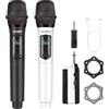 talomen Microfono Wireless,Microfoni karaoke a 2.4 GHz,Microphone Portatile professionale,Sistema di microfoni dinamici con Ricevitore Ricaricabile,kit 2 microfoni per Karaoke,Festa,K60-2 nero bianco