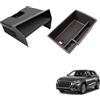 Coleya Vano Portaoggetti per Bracciolo e Console Centrale Compatibile con Audi Q3 F3 2019-2024, Scatola del Console Centrale con Tappetino Nero, Organizer per Braccioli con Tappetino Rosso