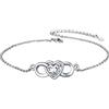 ChicSilver Cavigliera Donna Argento 925 Pietra Cuore Infinito Aprile Diamante Cavigliera Donna Catena Regolabile Catena Caviglia Donna