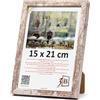 3-B MEGA - Cornice portafoto in legno, colore bianco vintage (Rustical con venature del legno visibili), 15 x 21 cm (A5), cornice acrilica