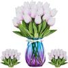 MaibaoteMbt Tulipani Artificiali, 12 Pezzi Fiori Finti di Tulipani, Artificiale Tulipani in Lattice, Artificiali Tulipani con Foglie, for Matrimonio, Festa, Composizioni Floreali, Bouquet da Sposa (Viola)