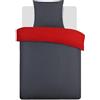 Vision Parure Copripiumino Reversibile 100% Cotone per Letto Singolo - Rosso Antracite | 1 Copripiumino (135×200 cm) + 1 Federa (80×80 cm) | 57 Fili/cm² | Morbido e Confortevole | Certificato Oeko-Tex