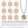 SUNNYCLUE 36 pz Kit Collana Cabochon Vassoi Ciondolo Castone Vassoio Ciondolo In Legno Cabochon In Legno Vuoto Basi Ciondolo In Legno Piatto Rotondo con Cabochon In Vetro Impostazioni Castone per Gioi